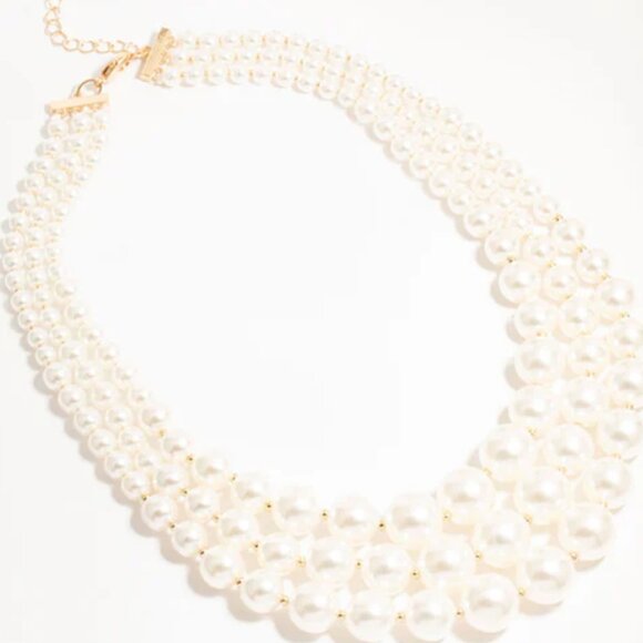 Vintage Boutique Collection: Multi-Layer Pearl Statement Necklace - Picture 4 of 5